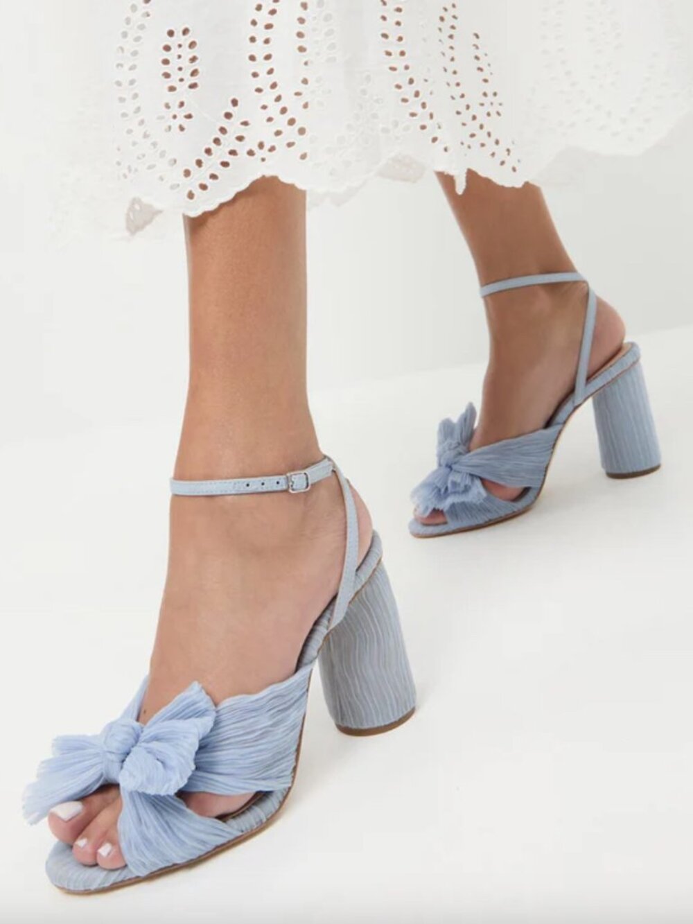 Loeffler Randall Camellia Blue Pleated Bow Heel - Picture 1 of 15